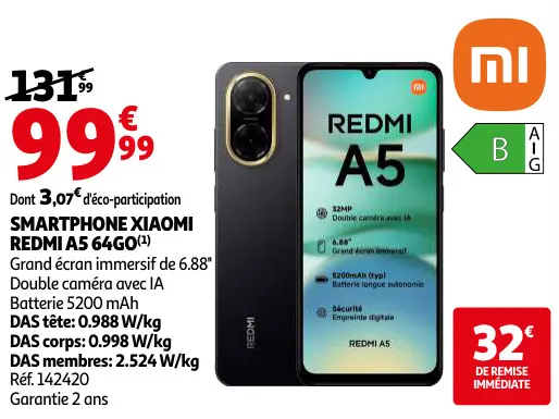 Promotie: Smartphone XIAOMI REDMI a5 64go