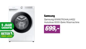 Aanbieding: Samsung WW80T634ALHAS2 Autodose 6000-Serie Wasmachine