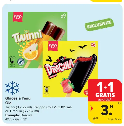 Offre: Glaces à l'eau