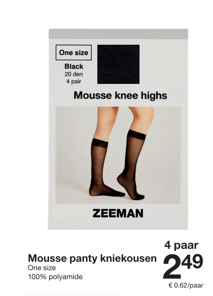 Aanbieding: Mousse panty kniekousen