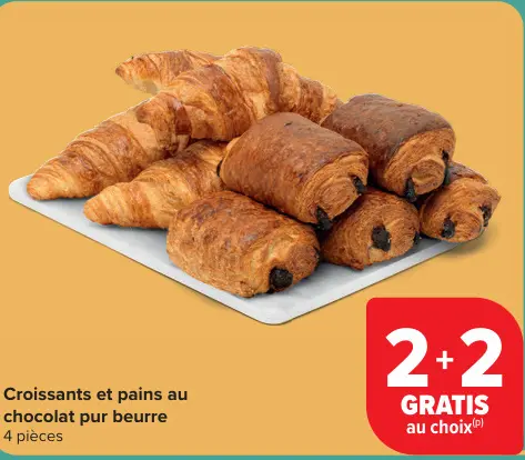 Offre: Croissants et pains au chocolat pur beurre