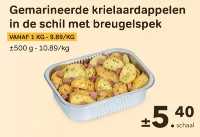 Promotie: Gemarineerde krielaardappelen in de schil met breugelspek