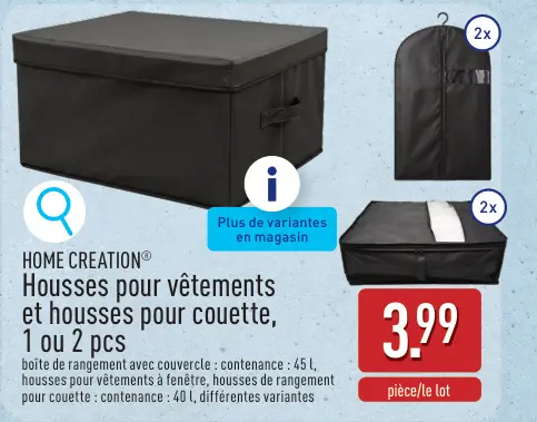 Offre: Housses pour vêtements et housses pour couette, 1 ou 2 pcs