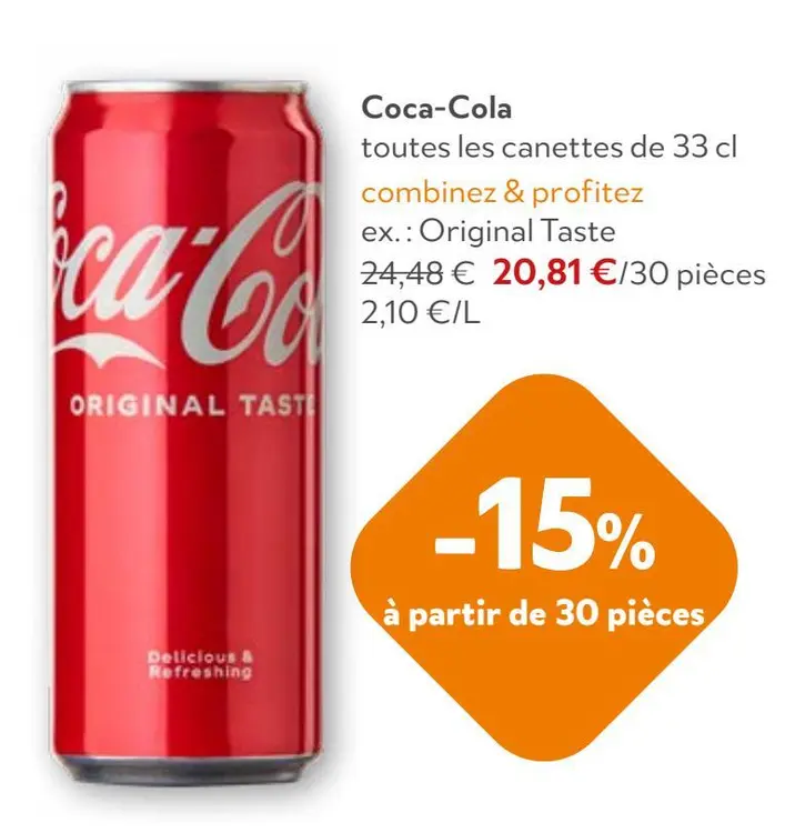 Offre: Toutes les canettes de 33 cl Coca-Cola