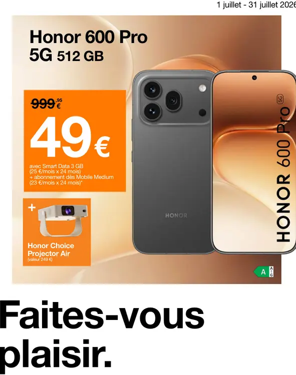 Offre: Honor 600 Pro 5G 512 GB