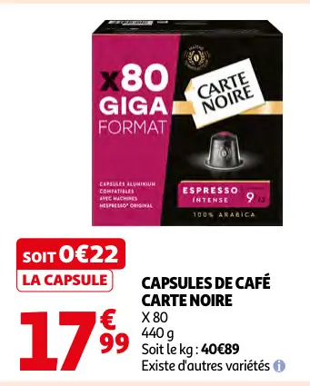 Offre: Capsules de café