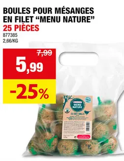 Offre: Menu Nature Menu Nature boule de graisse pour mésange 2,25kg 25 pièces