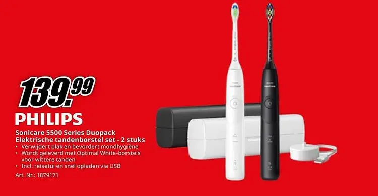 Aanbieding: Sonicare 5500 Series Duopack Elektrische tand