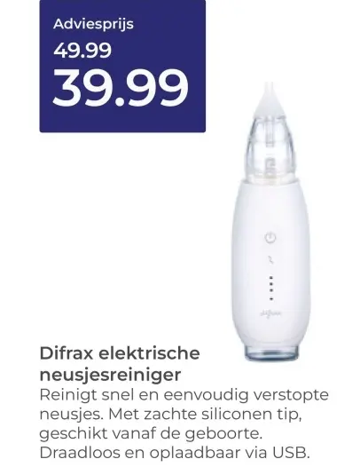 Aanbieding: Difrax elektrische neusjesreiniger