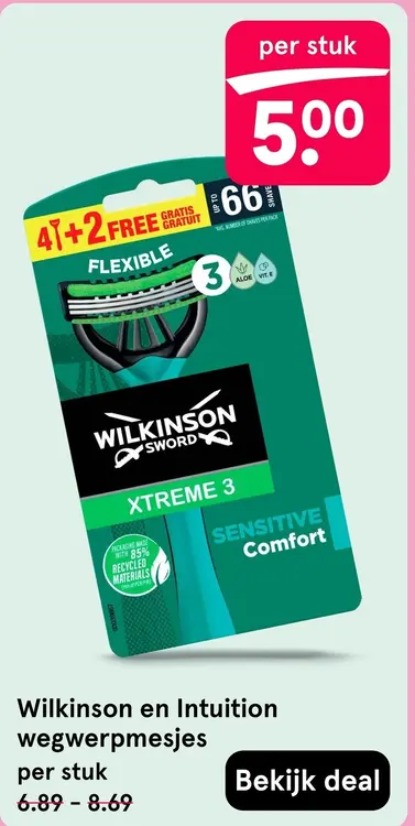 Aanbieding: Wilkinson en Intuition wegwerpmesjes