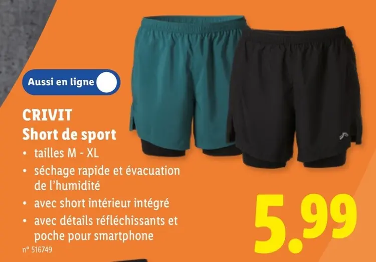 Offre: Short de sport