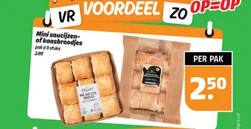 Aanbieding: Mini saucijzen- of kaasbroodjes