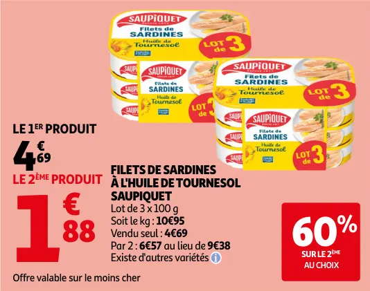 Offre: Filets de sardines à l'huile de tournesol