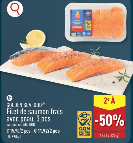 Offre: Filet de saumon frais avec peau