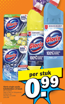 Aanbieding: Glorix single - packs toiletblokken of bleek