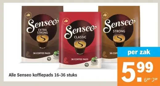 Aanbieding: Alle Senseo koffiepads 16-36 stuks