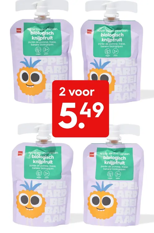 Promotie: appel aardbei banaan biologisch knijpfruit