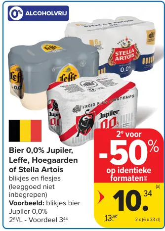 Promotie: Bier 0,0% Jupiler, Leffe, Hoegaarden of Stell Artois