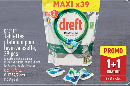 Offre: Tablettes platinum pour lave-vaisselle