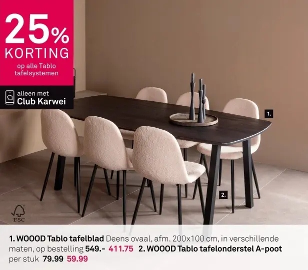 Aanbieding: Tablo tafelblad of Tablo tafelonderstel A-poot