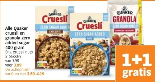 Aanbieding: Cruesli en Granola Zero Added Sugar