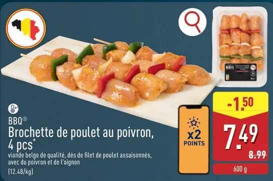 Offre: Brochette de poulet au poivron, 4 pcs