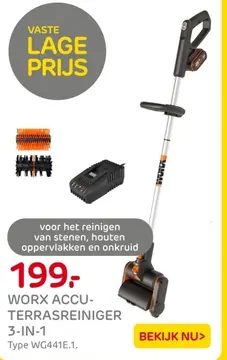 Aanbieding: Worx accu-terrasreiniger 3-in-1