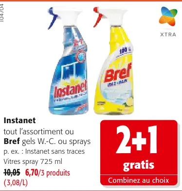 Offre: Instanet ou Bref gels W.-C. ou sprays