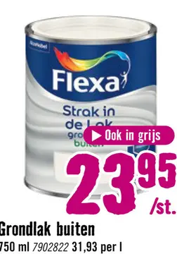Aanbieding: FLEXA Strak in de lak grondlak buiten wit 750 ml