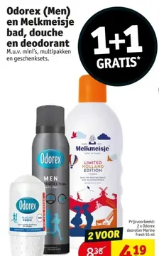 Aanbieding: Odorex (Men) en Melkmeisje bad, douche en deodorant