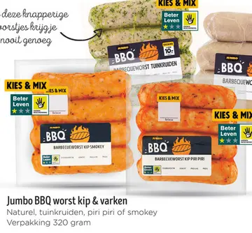 Aanbieding: Jumbo BBQ worst kip & varken