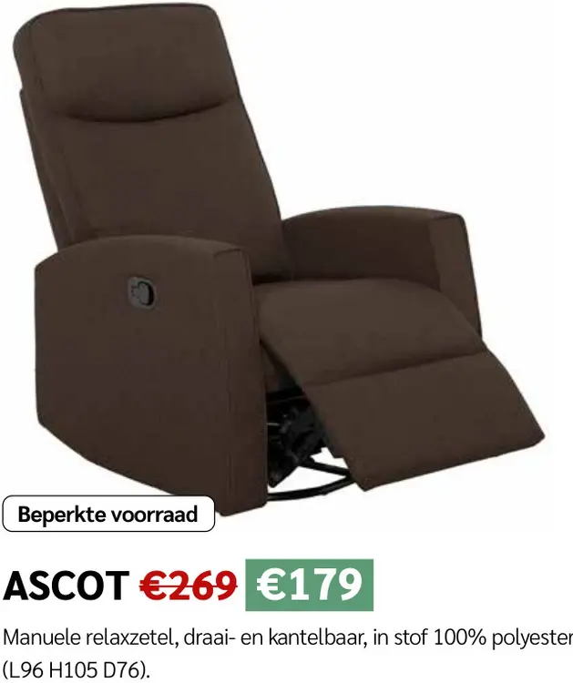 Promotie: Ascot manuele relaxzetel