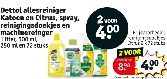 Aanbieding: allesreiniger Katoen en Citrus, spray, reinigingsdoekjes en machinereiniger