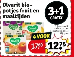 Promotie: Olvarit bio-potjes fruit en maaltijden