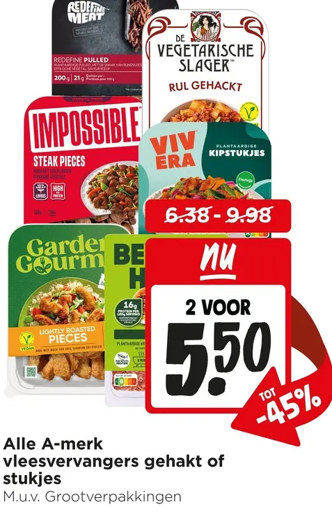 Aanbieding: vleesvervangers gehakt of stukjes