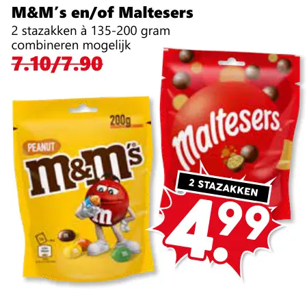 Aanbieding: M&M's en/of Maltesers