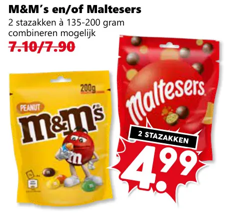 Aanbieding: M&M's en/of Maltesers