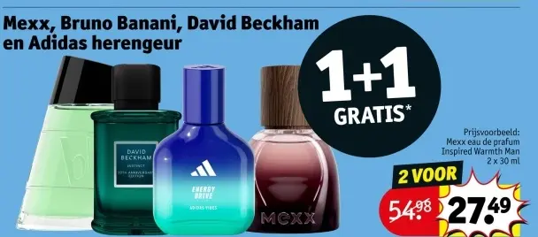 Aanbieding: Mexx, Bruno Banani, David Beckham en Adidas herengeur