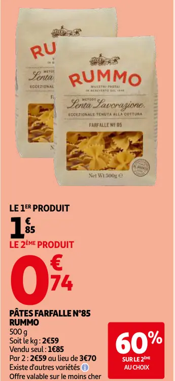 Offre: Pâtes farfalle n°85