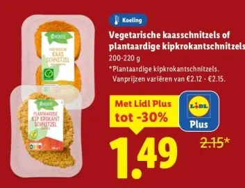 Aanbieding: Vegetarische kaasschnitzels of plantaardige k