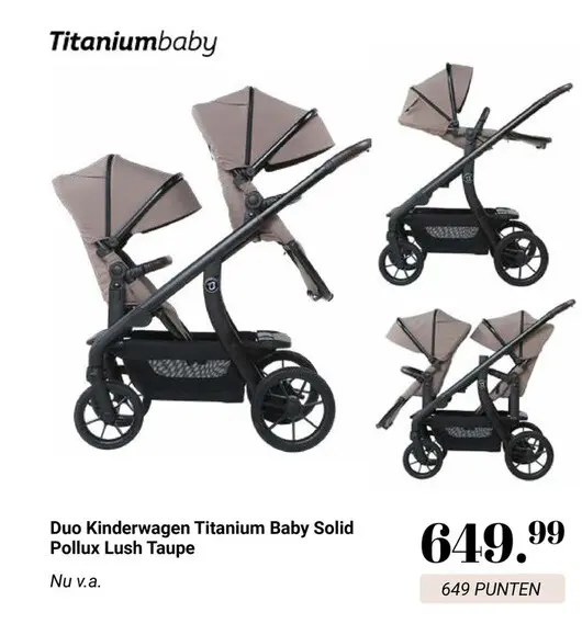Aanbieding: Duo Kinderwagen Titanium Baby Solid Pollux Lush Taupe