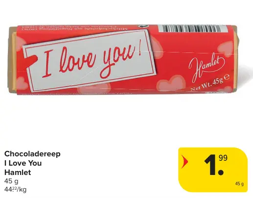 Promotie: Chocoladereep I Love You