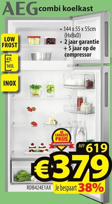 Promotie: Combi koelkast RDB424E1AX