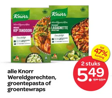 Aanbieding: Knorr Wereldgerechten, groentepasta of groentewraps