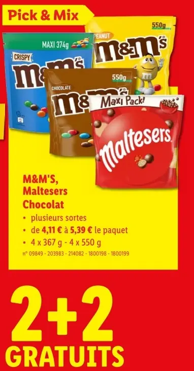 Offre: M&M'S, Maltesers Chocolat