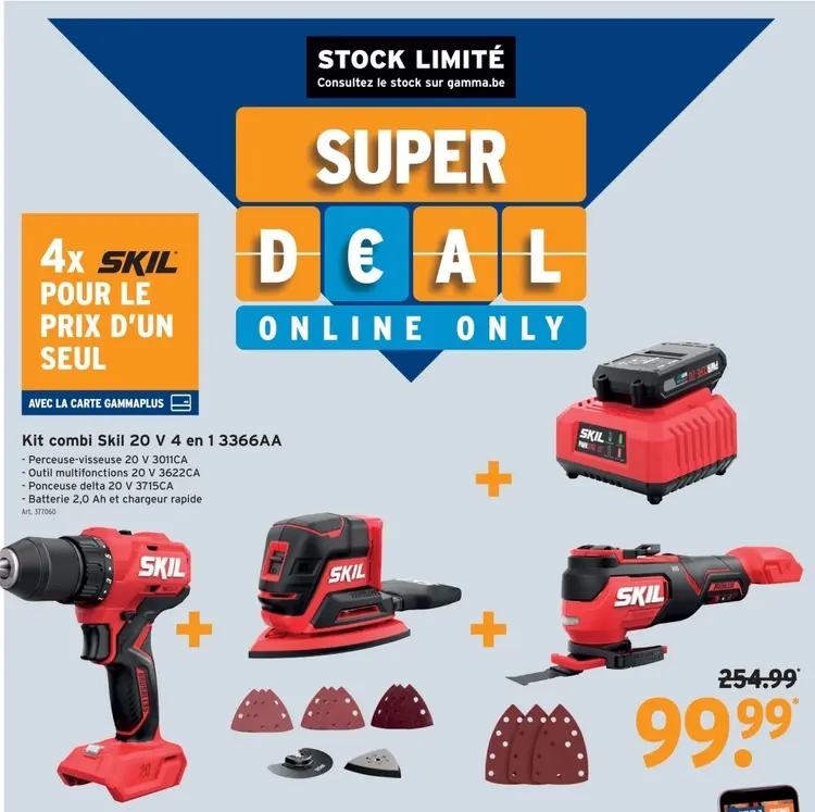 Offre: Kit combi Skil 20 V 4 en 1
