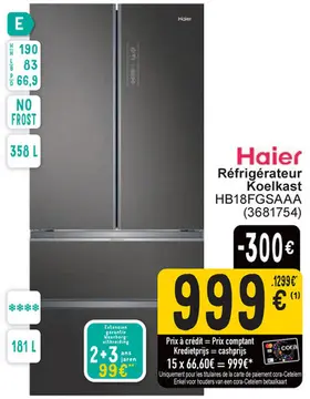 Offre: Réfrigérateur / Koelkast HB18FGSAAA