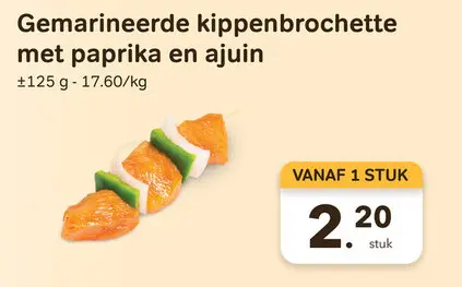 Promotie: Gemarineerde kippenbrochette met paprika en ajuin