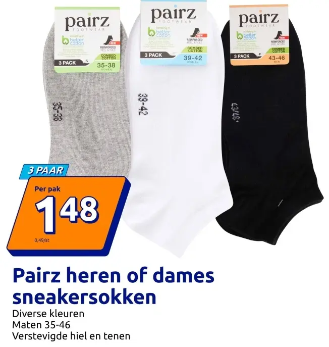 Aanbieding: Pairz heren of dames sneakersokken