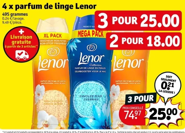 Offre: 4x parfum de linge Lenor